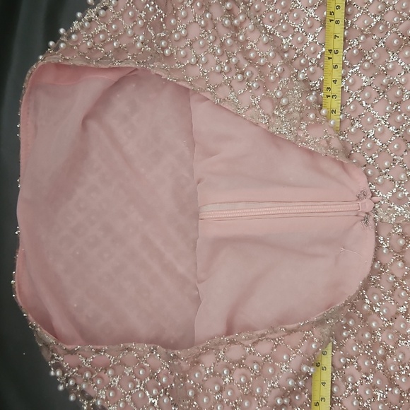 Y2k Handcrafted Pearl Details Stretchy Fabric Stealth Mini Formal Skirt Sz M - Picture 12 of 12